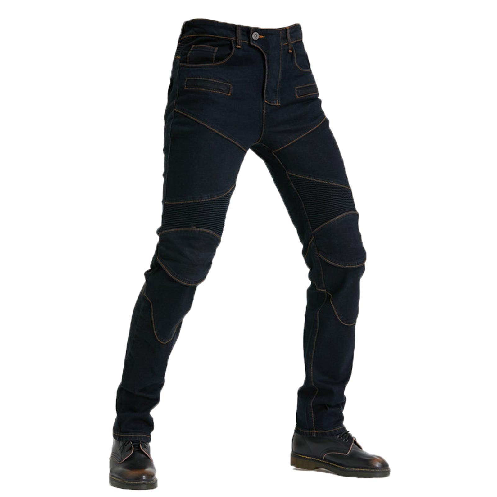 BEDSETS Pantaloni Moto da Uomo, Pantaloni Jeans Denim Pantaloni Motocross, Con 2 Paia Di Jeans Imbottiti Protettivi, Con Fodera Protettiva (Black,L)