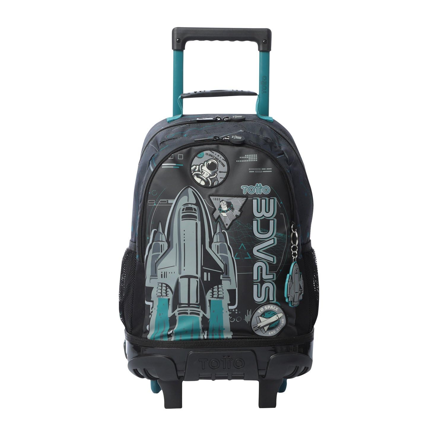 TOTTO Mochila Escolar con Ruedas, Modelo Apolo M, Mochila Mediana, Capacidad 23 L, 2 Compartimentos, 2 Bolsillos Botella, Protección en la Base, Cómodas Correas Ajustables, Color Gris