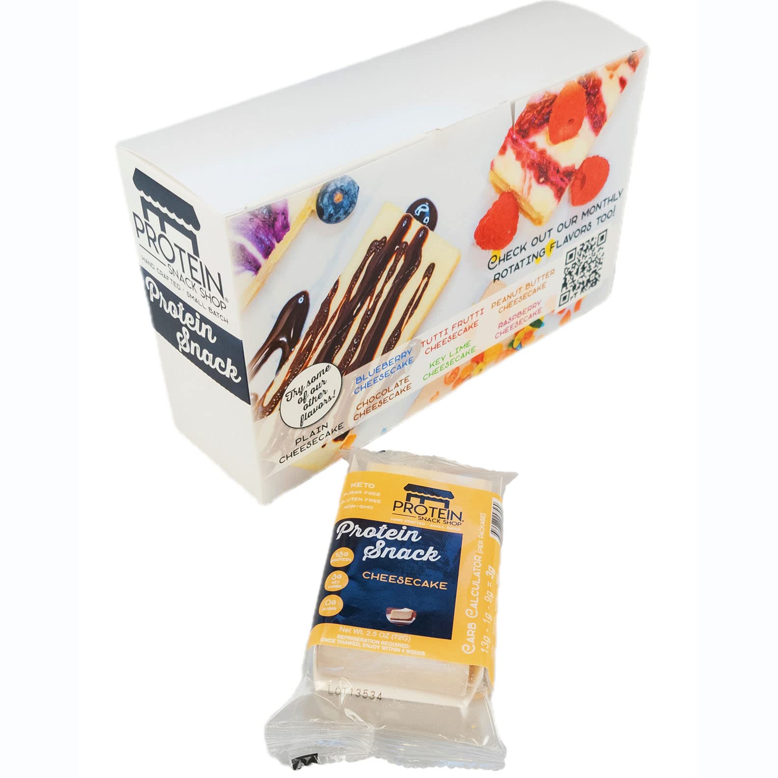 Protein Snack Shop Gourmet Keto Cheesecake Dessert Bars - 3g Net Carbs - Real Cream Cheese - Gluten Free - Diabetic & Celiac Friendly (10 bars) (Original)