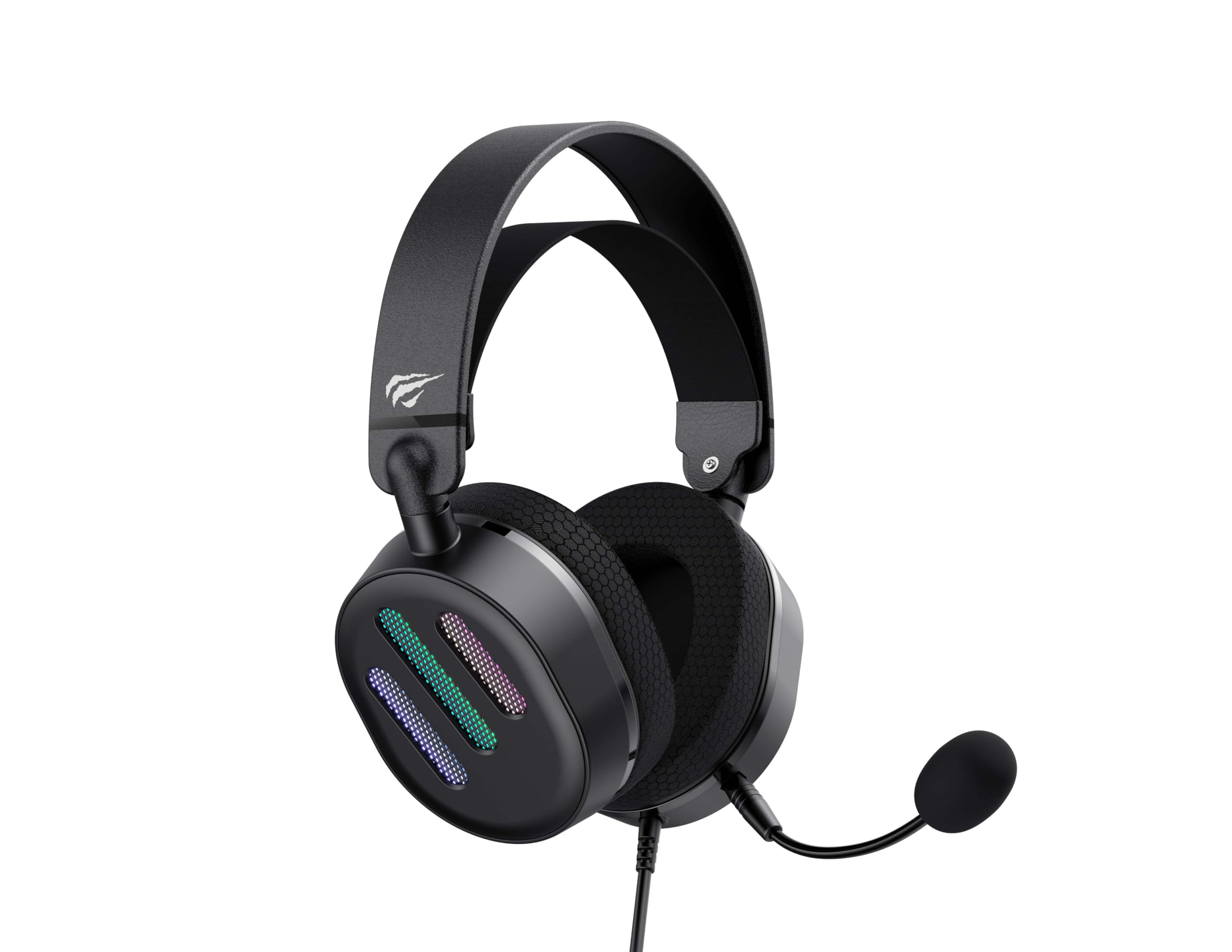 Havit - Auriculares para juegos USB 7.1 H2038U, color negro, iluminación RGB, altavoz de 50 mm, micrófono extraíble, diseño ligero, diadema regulable