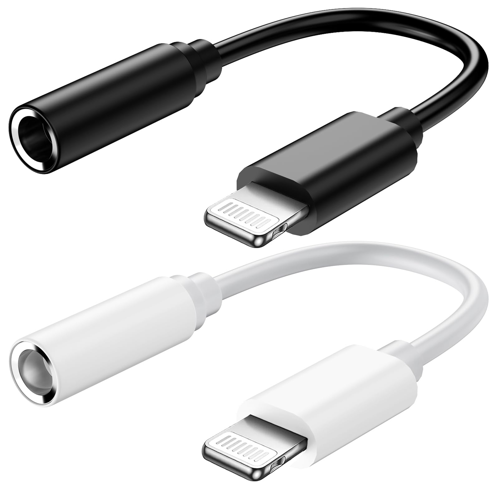 2 Pack Apple MFi Certified Headphone Jack Adapter for iPhone, Lightning Converter to 3.5mm Earphone Dongle Aux Audio Cable - Compatible with iPhone 14,13,12,11 Pro Max,X,XS Max,XR,8, 7 Plus