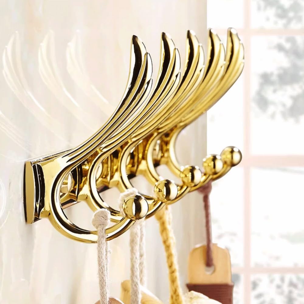 attaccapanni a muro Appendini dorati appesi alle pareti, vestiti appesi alle pareti, cappelli appesi ai ganci appendiabiti, porte d'ingresso appese ai ganci appendiabiti gancio parete cappotti(Gold,M)