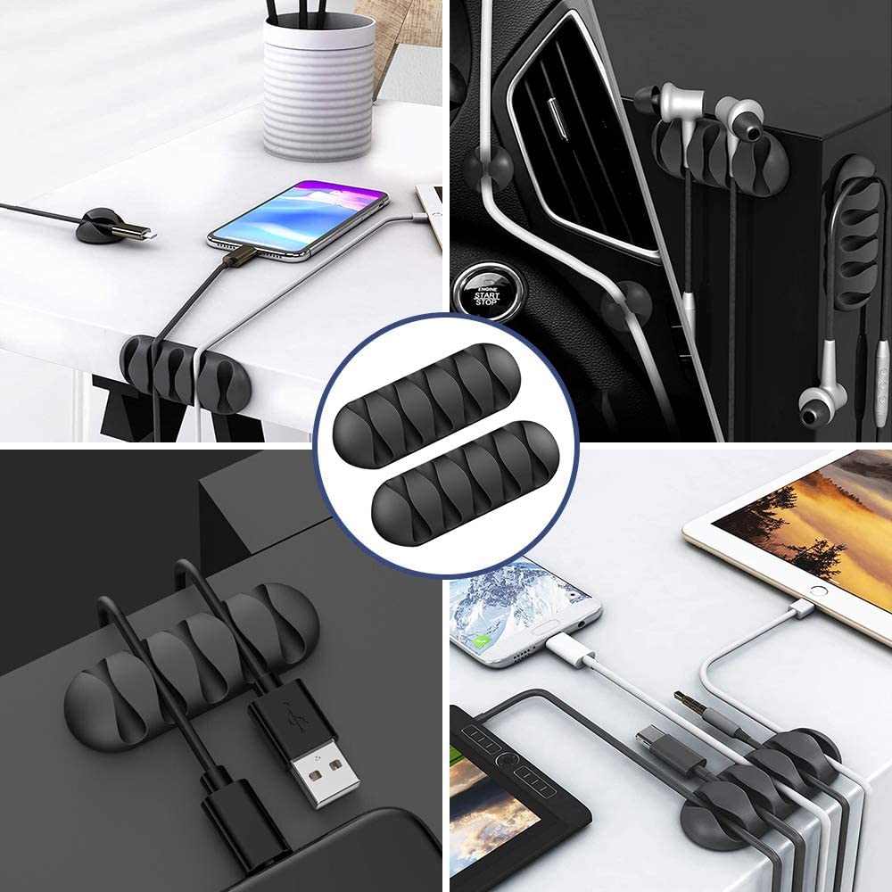 Wire Clips Cable Protector Adhesive Cord Holders for Computer, Office Desk, Car and Home (10 Pack, Black) — Amazon image 7