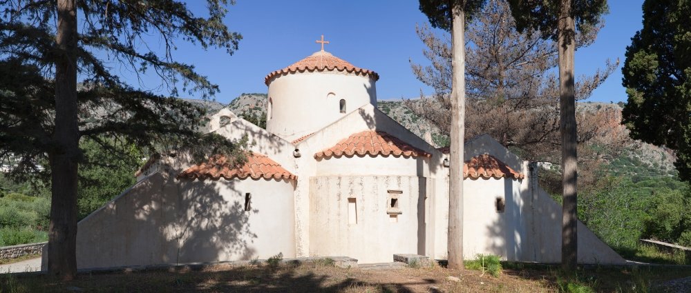 The Poster Corp Panoramic Images – Panagia Kera church in Kritsa Lasithi Region Agios Nikolaus Crete Greece Photo Print (71.63 x 30.48 cm)