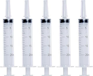 5 Pack Measuring Syringe Tools, Plastic Syringe for Liquid, Large Plastic Syringe for Scientific Labs, Sterile and Individual Sealed for Measuring, Watering, Refilling (20ml)
