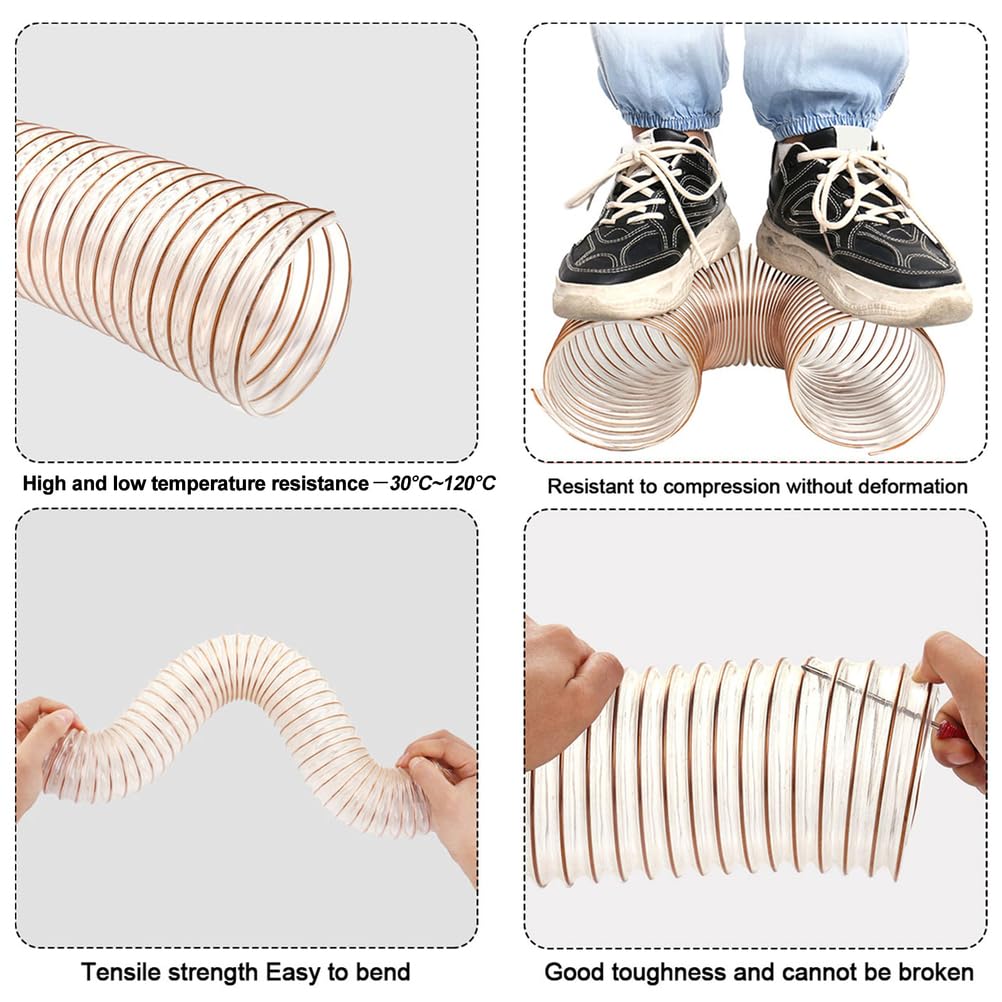 Tuyau transparent en polyuréthane, Extraction de vapeur fil d'acier en spirale d'identification du tuyau 1m 20-43mm conduit polyuréthane(Inner Diameter 40MM)