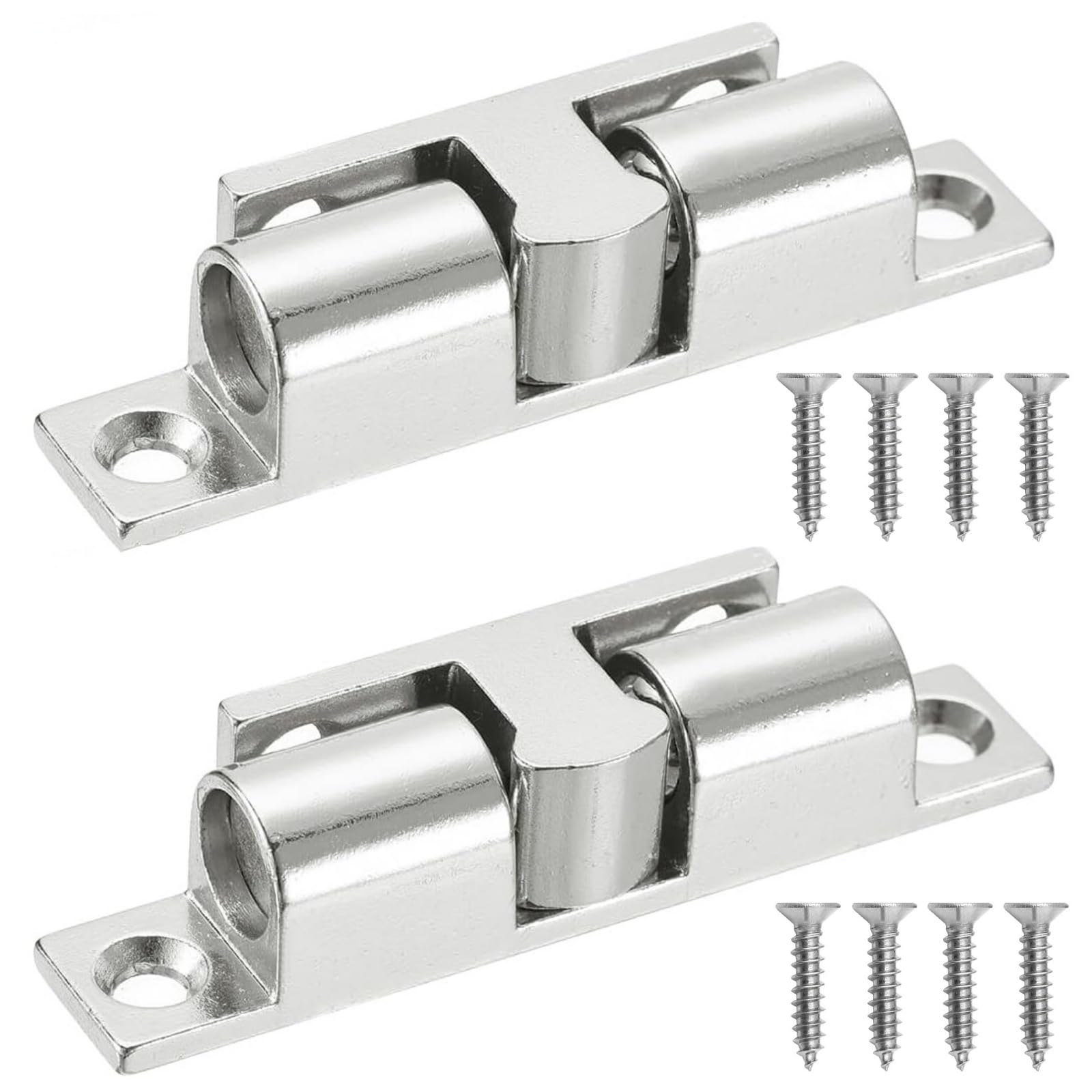 2Pcs Cabinet Door Catch, Solid Stainless Steel Adjustable Ball Tension Roller Catch Cabinet Door Double Ball Tension Catch with Screws for Ship Yacht RV (43MM)