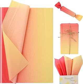 100 Sheets Red-Yellow Gradient Tissue Paper, Orange Wrapping Tissue Paper Sheets for Fall Holidays Birthday Baby Showers Wedding Thanksgiving Day Gift Wrapping DIY Crafts Arts, 20 x 14"