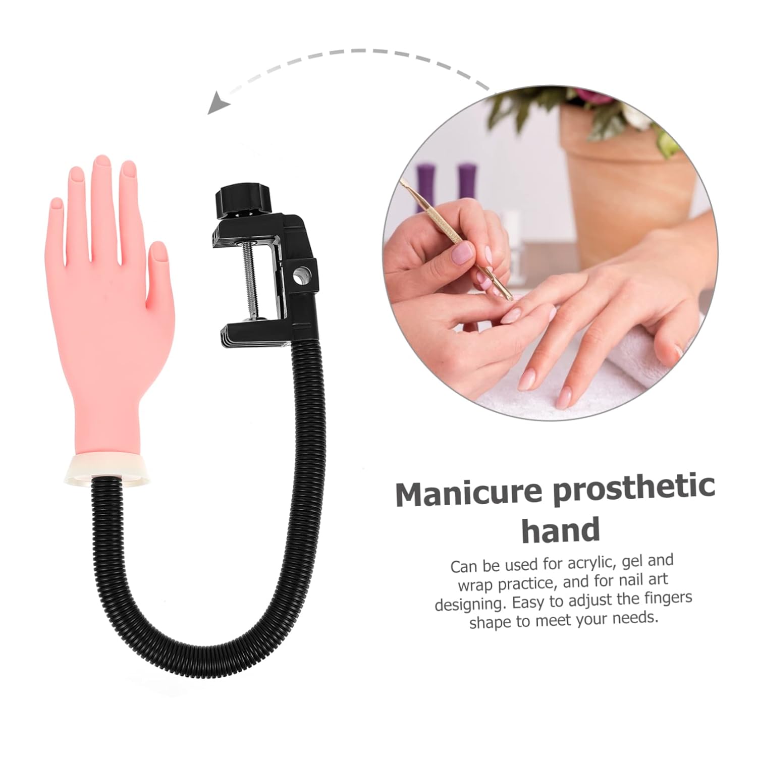 VICASKY Flexible Nail Practice Hand Model Adjustable Manicure Tool for Nail Art Training for Beginners and Advanced Users for Salon Use and Home Practice