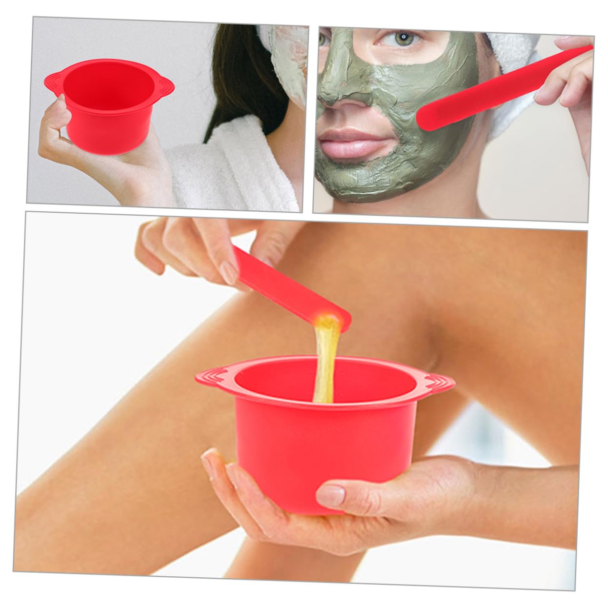 Silicone Wax Warmer Liner Bowl Set 2 Pack High Temperature Resistant Wax Pot for Hair Removal with Sticks for Home Waxing