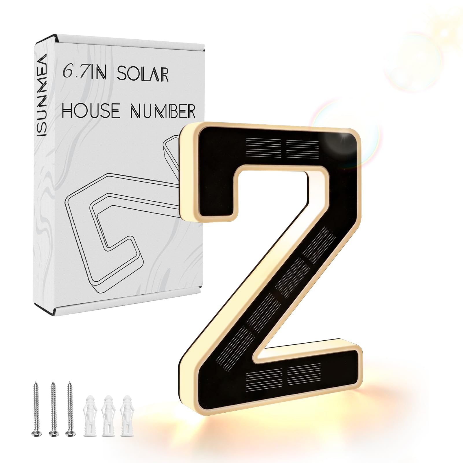 Photo 1 of ISUNMEA 6.7 Inch Solar Lighted House Numbers for Outside, LED Backlit Light