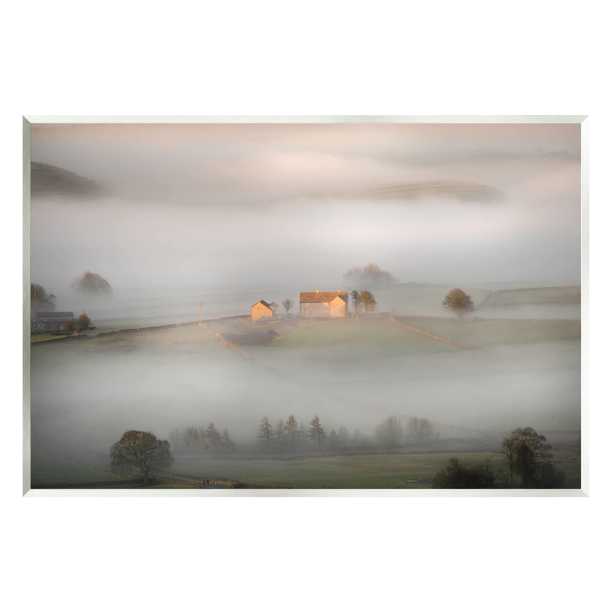 Stupell Industries Lone Misty Cottage Rural Fields Thick Fog Wood Wall Art, Design By James Dobson
