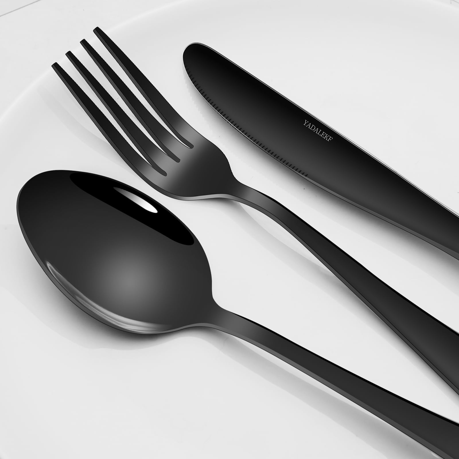 Set Posate Nere 30 Pezzi In Acciaio Inox - Servizio Moderno Per 6 Persone Lavabile In Lavastoviglie - Foto 11