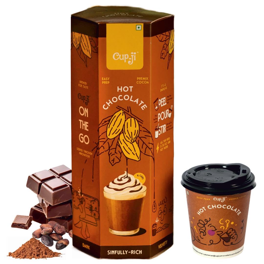 Cup-Ji Instant Hot Chocolate | Dark, Sinfully Rich & Velvety | Authentic Hot Chocolate Mix with Cocoa & Milk Solids | Ready in Seconds | 5 Cup with 210 ml-image-41