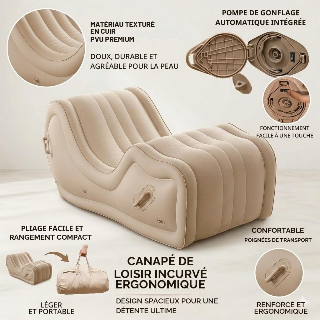 Canapé Sexuel Gonflable avec Pompe Électrique Automatique – Mobilier BDSM & Bondage pour Couples – Coussin de Positionnement/Rampe de Lit Érotique – Jeux SM pour Adultes Femmes & Hommes
