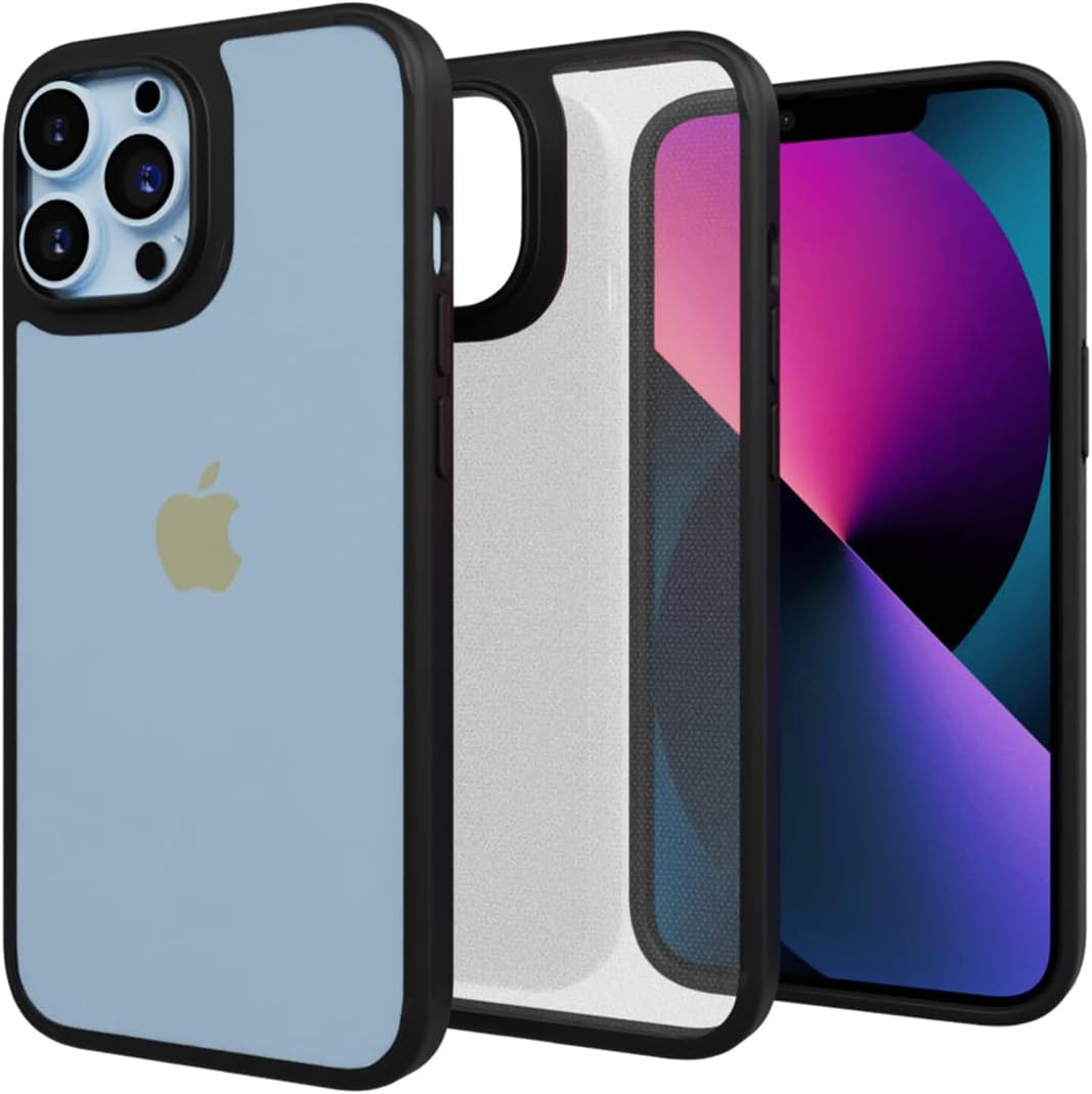 Totem Crystal Fusion Clear Case for iPhone 13 Pro Max Back Cover Case | 10 ft Drop Protection | Anti Yellowing German Bayer Material (TPU + PC | Black)