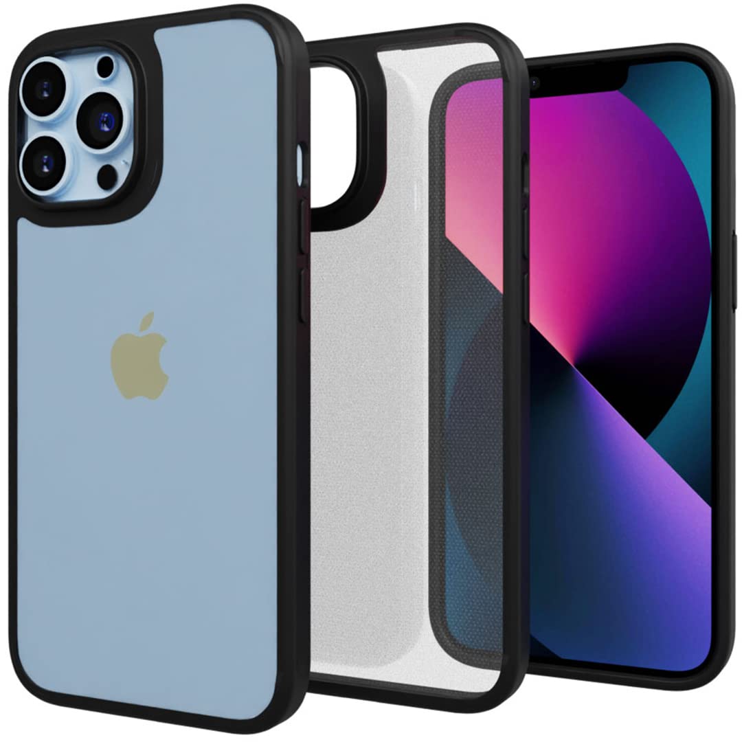 Totem Crystal Fusion Clear Case for iPhone 13 Pro Max Back Cover Case | 10 ft Drop Protection | Anti Yellowing German Bayer Material (TPU + PC | Black)