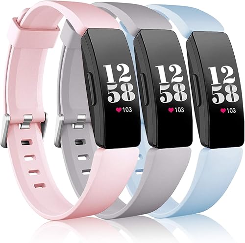 Wepro Bandas de repuesto compatibles con Fitbit Inspire HRInspireInspire 2Ace 2 Fitness Tracker para mujeres y hombres, paquete de 3, pequeño, grande