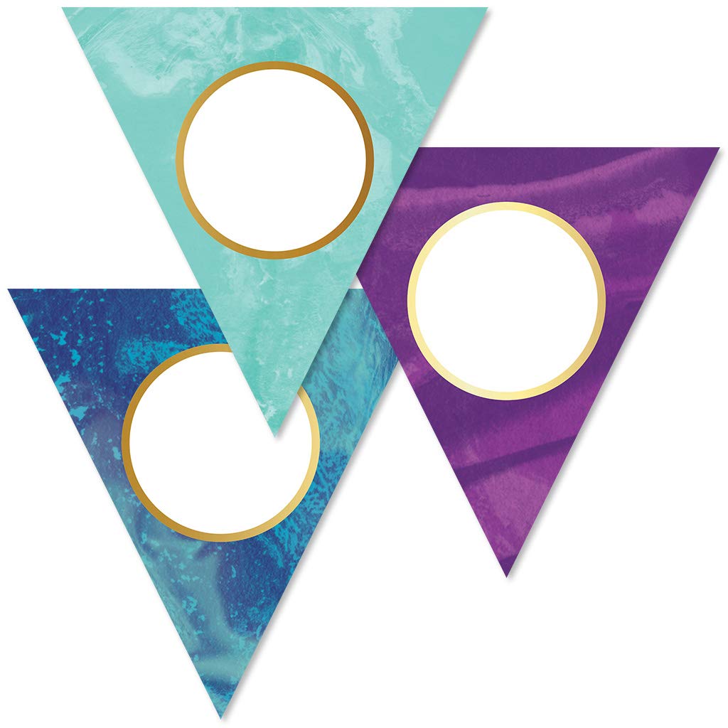 Carson Dellosa 36-Piece Galaxy Pennants, Science and Space Theme Cutouts, Marble and Gold Party Decorations, Name Tags, Bulletin Board, and Classroom Decor