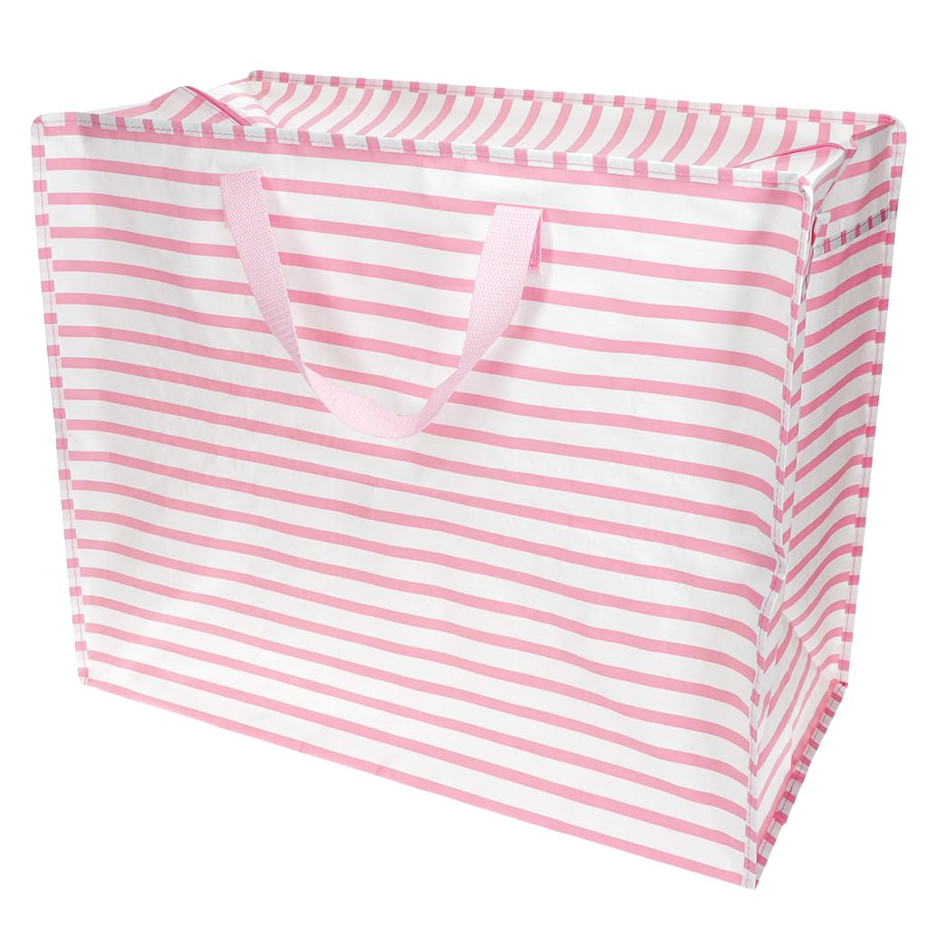 Rex London - Jumbo Storage Bag with Zip for Home Storage - Coral Stripes โ image 1