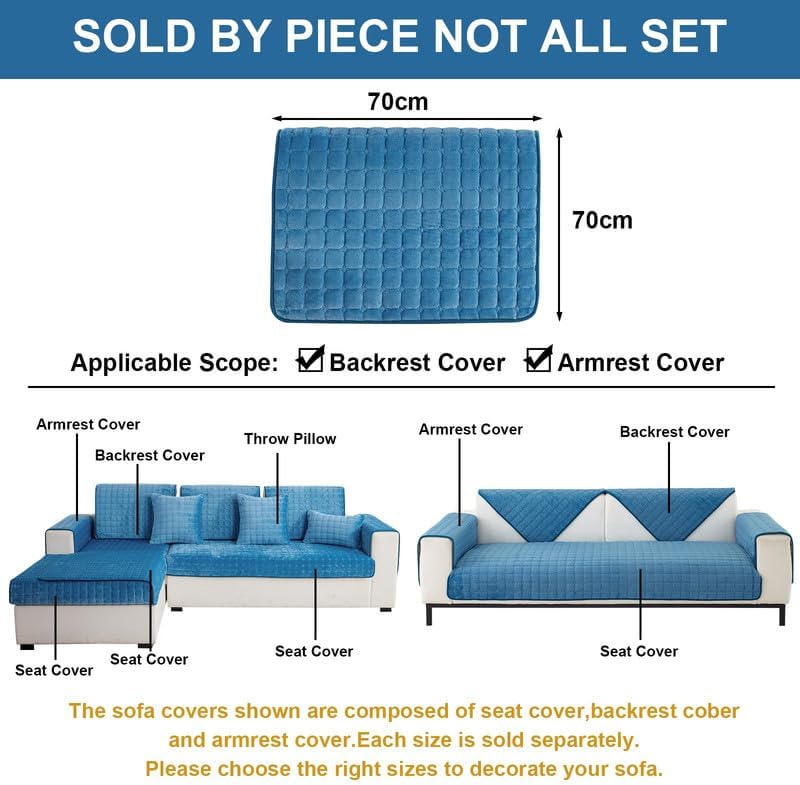 Miniatura 4 de TOPCHANCES Funda de sofá modular, antideslizante, gruesa, de terciopelo, de felpa, para sofá y respaldo, para sala de estar, mascotas, niños,