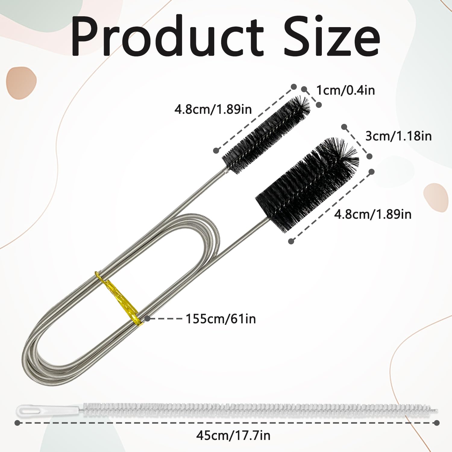 REEKNOKOL Drain Unblocker Tools, 2Pcs Sink Unblocker Tool Flexible Drain Cleaner Tool 155cm/61in Drain Brush 45cm/ 17.8in Drain Snake Unblocker for Kitchen Bathroom Shower Plug Hole - Image 2