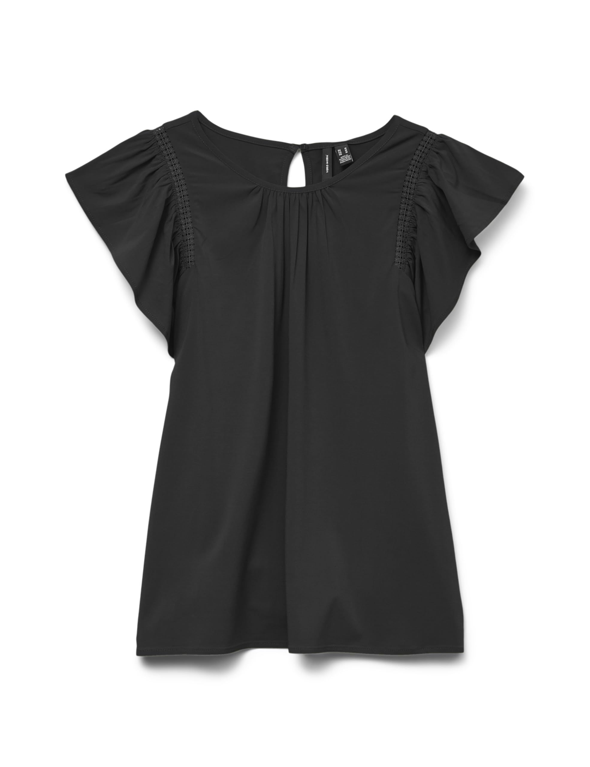 Vero Moda Vmbella Ss Lace Top Wvn Ga Noos, Nero, Xl - 4