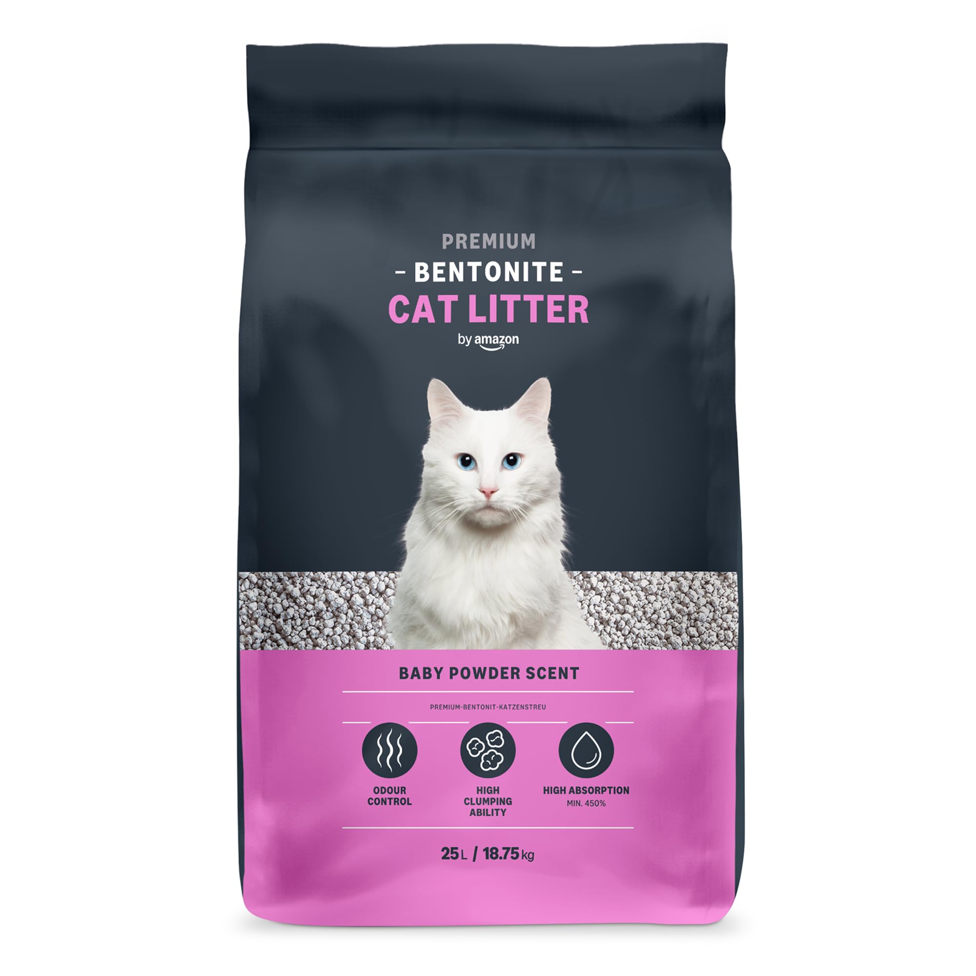 Amazon Lettiera per Gatti Premium in Bentonite, Profumazione al Talco, 25L (Confezione da 1) (in Precedenza un Marchio Lifelong, Stesso Prodotto)