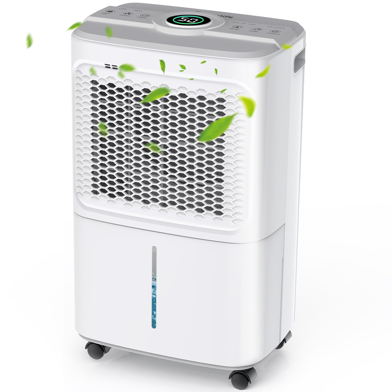 Crecolife Deshumidificador 12L/24H, 190 W, Ahorro de Energía, para 20 m² con Pantalla Digital y Panel de Control Táctil, 3 Modos de Deshumidificación, 2 Opciones de Vaciado, Temporizador 24H