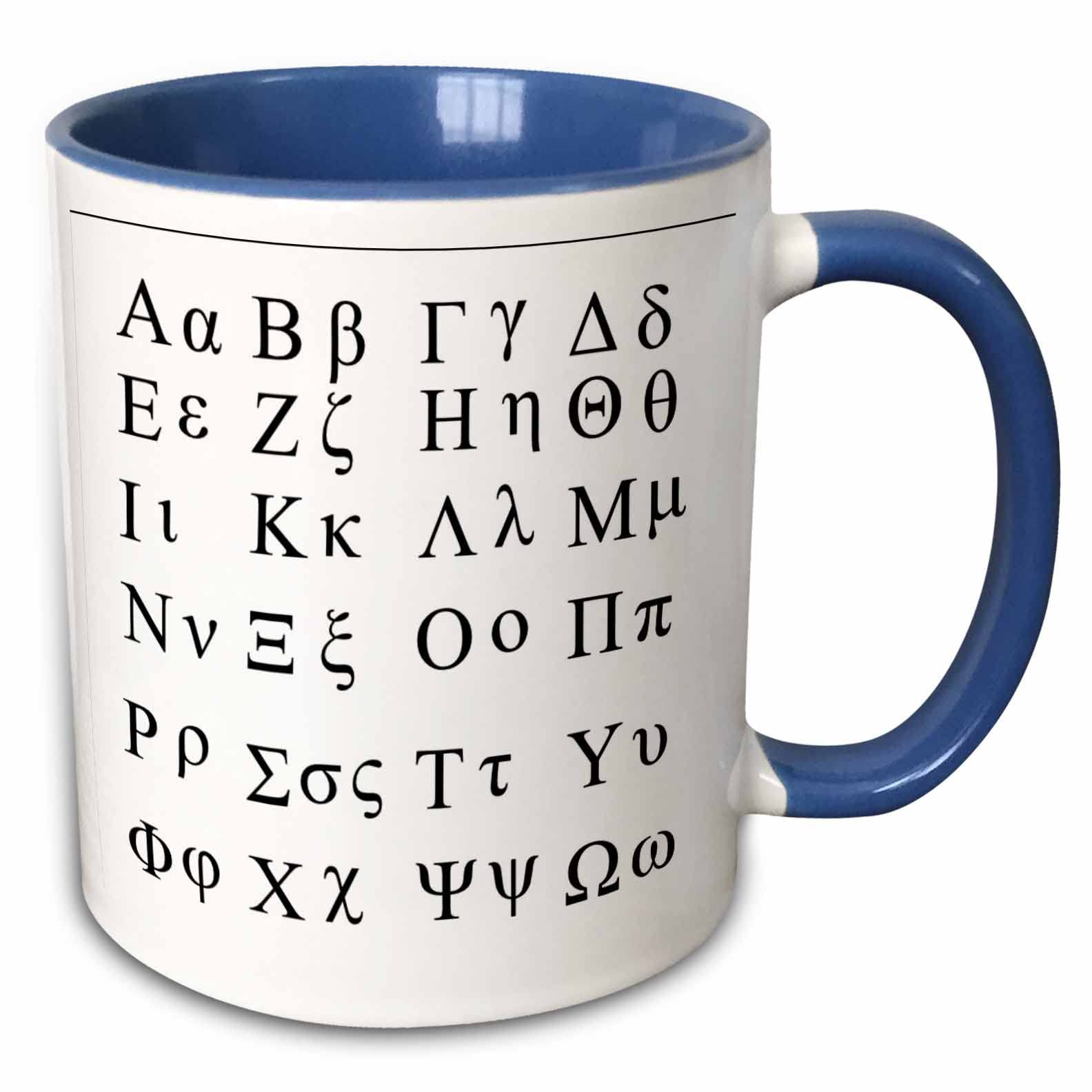 3dRose mug_38168_6 "Greek Alphabet" Two Tone Blue Mug, 11 oz, Multicolor