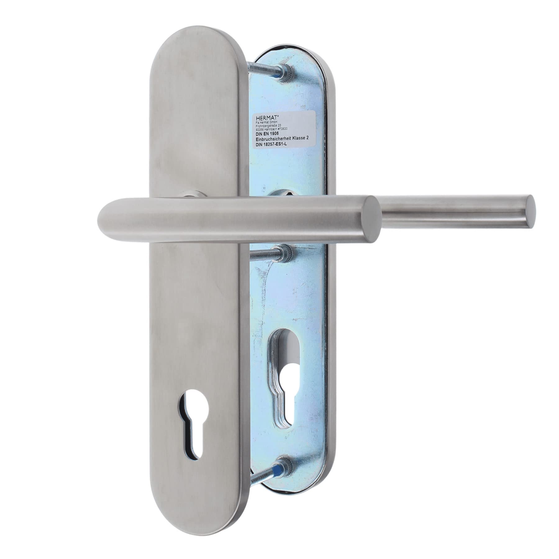 ToniTec Haustür Schutz-Drückergarnitur Edelstahl Entfernung 92 mm L-Form ohne Zylinderabdeckung für Türstärke 64-83 mm