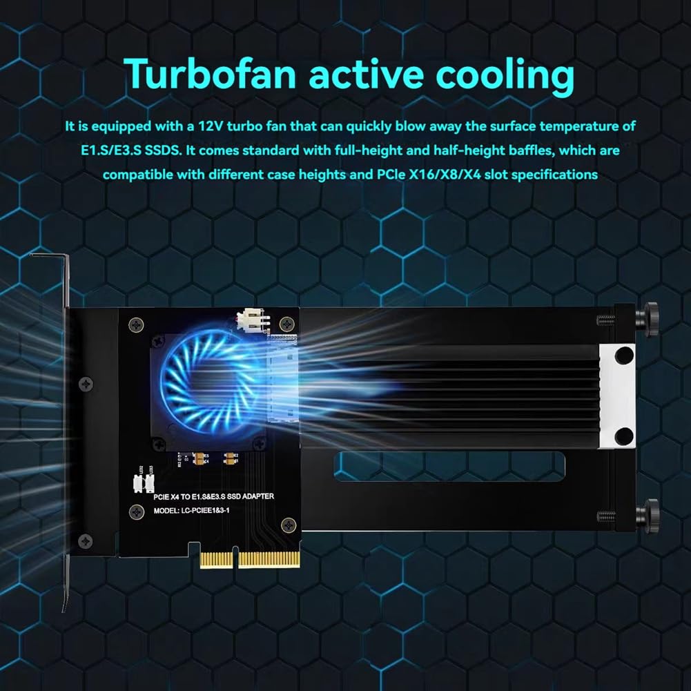 PCIe 5.0 Gen5 X4 do EDSFF E1. S/E3. S Karta adaptera SSD do PCI-E 5.0 4X U. 2/U. 3 Kompatybilność z uchwytem montażowym