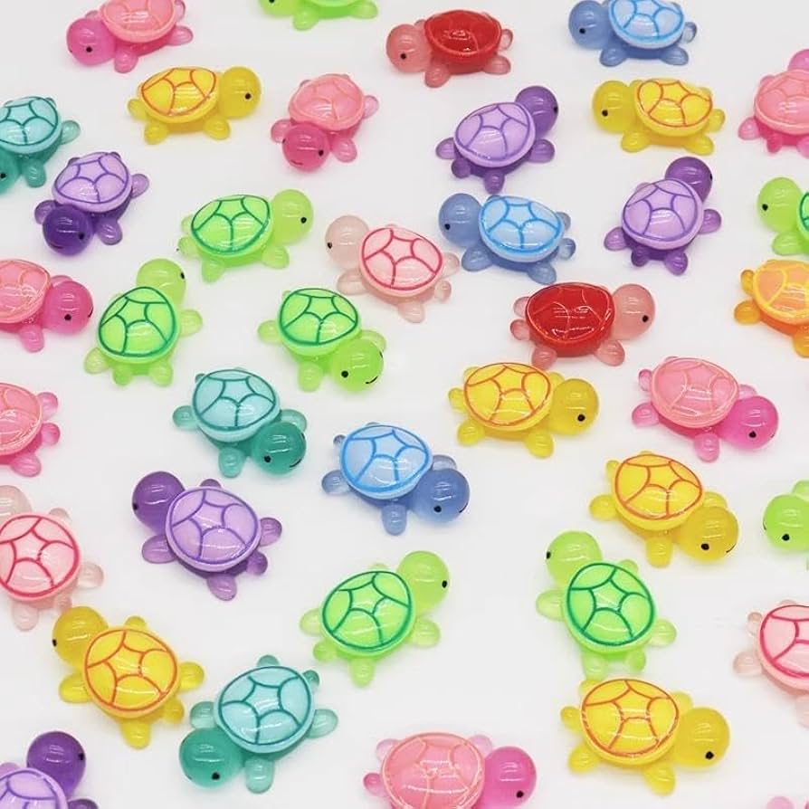 100/200/300PCS Cute Tiny Glow Resin Turtles For Crafts, Luminous Mini Turtle Cartoon Figurines Glow Dark Fairy Garden Party Decoration Hidden Game Nail Di