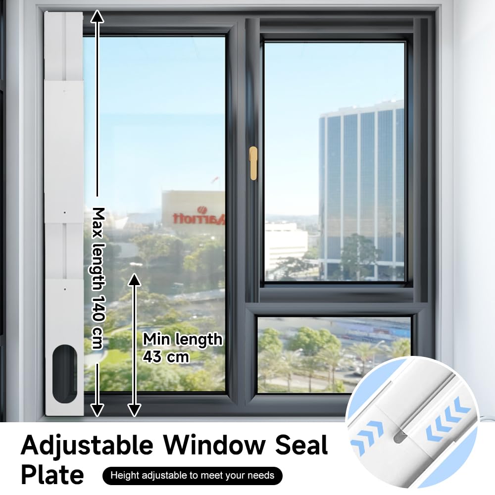 Kit Ventana Aire Acondicionado Portátil, Placas de Sellado de Ventana Corredera de Aire Acondicionado, para Manguera de Escape de 13 cm en Antihorario/en Horario y de 15 cm en Antihorario