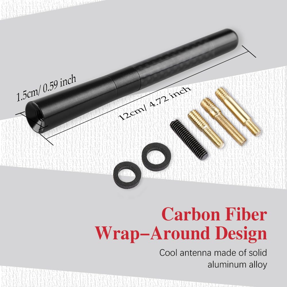 HAOBO Car Antenna, Antenna for Truck, RV Accessories 4.7 Inch Car Audio & Video Antennas, Universal Car Accessories Carbon Fiber Antenna Fit for Ford F150 and Other Brand Models