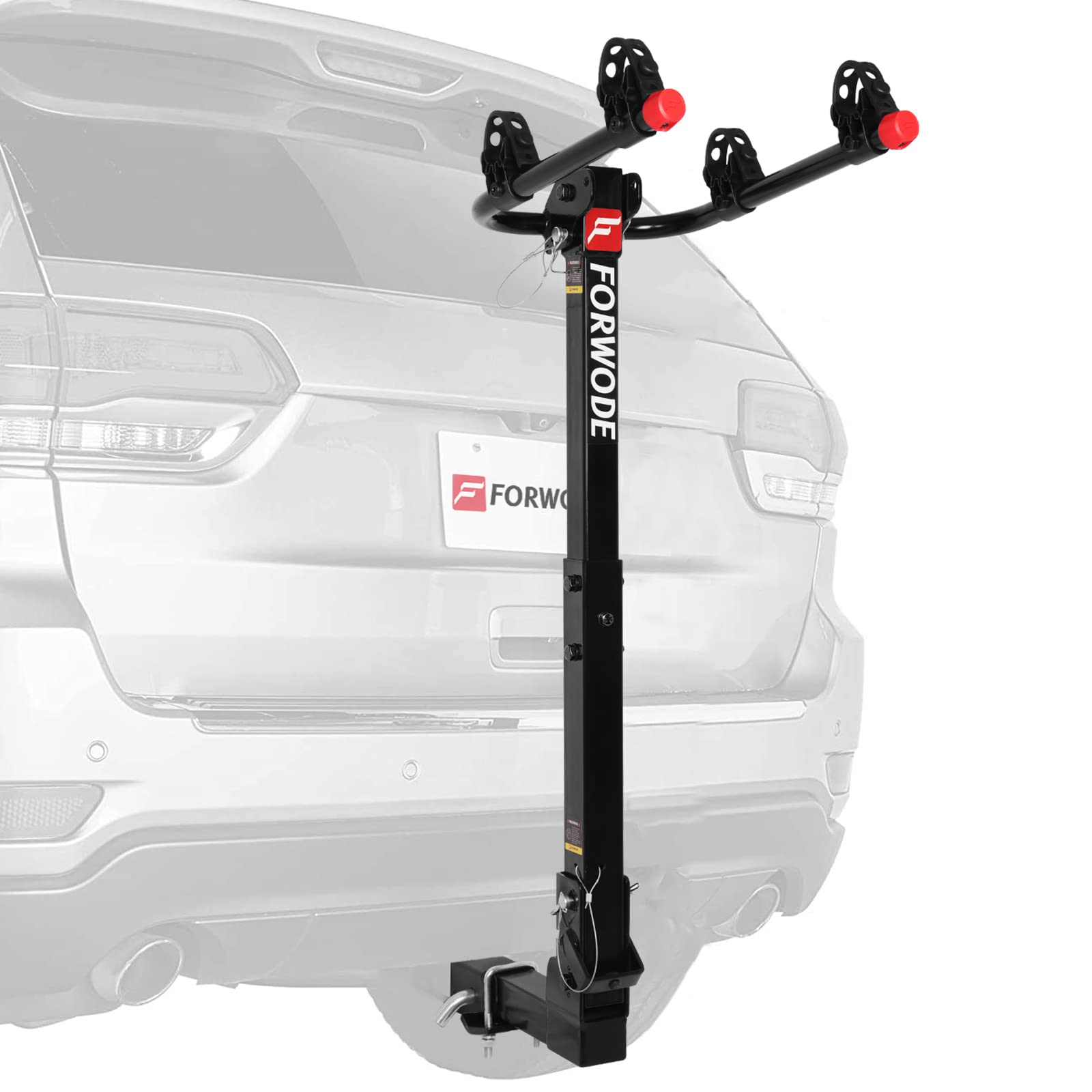 2 Bike Rack Hitch Mount, Heavy Duty Bike Carrier, Bike Rack for Car, Truck, SUV, and Minivans with 2" Receiver, Quick Tie Down Straps and Anti-Rattle Stabilizer