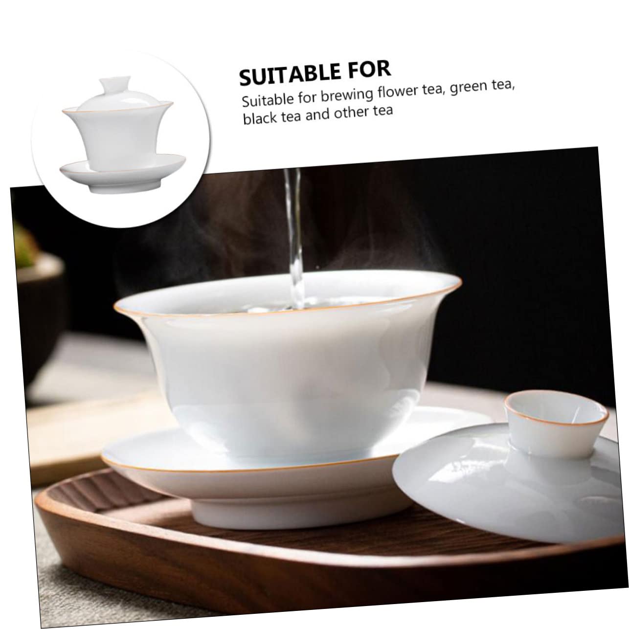 Juego de Taza de Té de Cerámica con Tapa y Platillo 9.5X9.5X8.5 CM para Reuniones de Té Diseño Original y Obsequio Adecuado