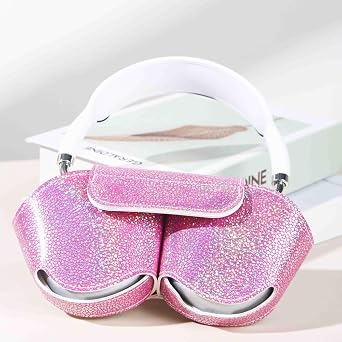 Smart Case for AirPodsMax - Sleep Mode Cute Cover with Key Loop Soft Lining Dustproof Scratchproof Portable Travel AirPod Max Case Diamond Pink