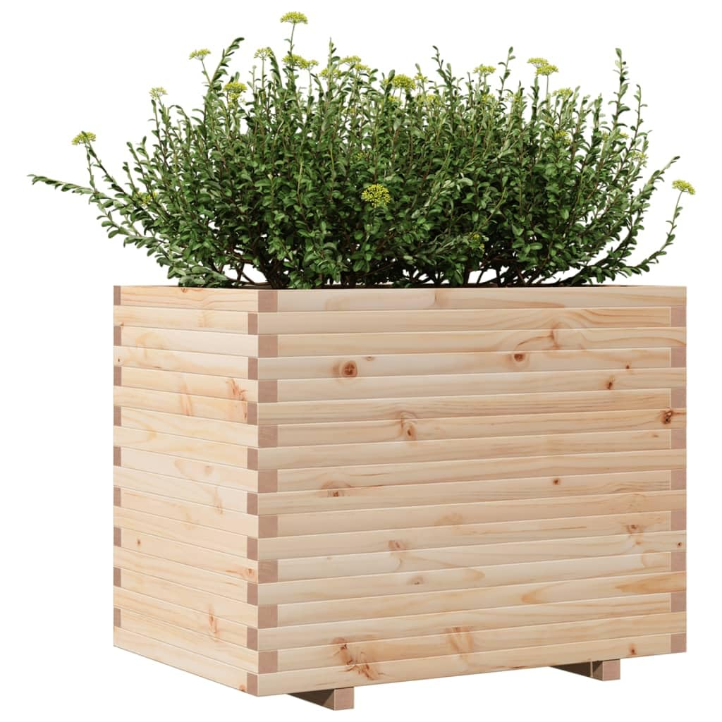 Macetero de madera maciza de pino, 90 x 60 x 72,5 cm, bancal elevado para jardín, balcón y terraza, resistente cama elevada para verduras y flores