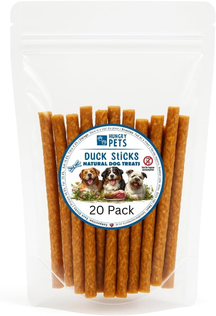 Premium Natural Dog Sticks 20 Pack - 100% Meat (20 Pack, Duck)