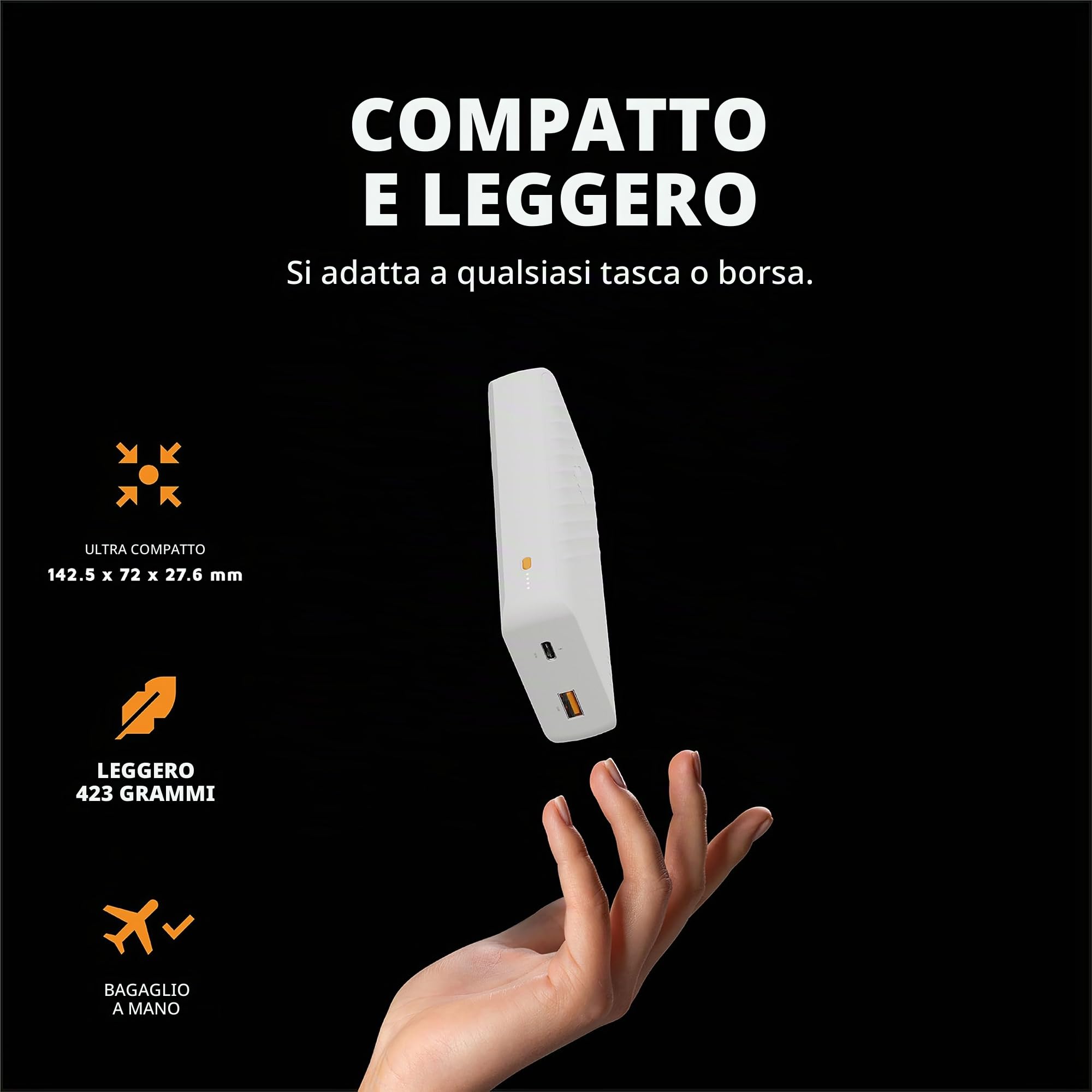 Xtorm power bank, 20.000mAh, 15W, porte USB-C e USB-A, fast charge, bianco | Adatto per Smartphone, tablet, auricolari e dispositivi compatibili, compatta, funzione pass-through, plastica 100% riciclata