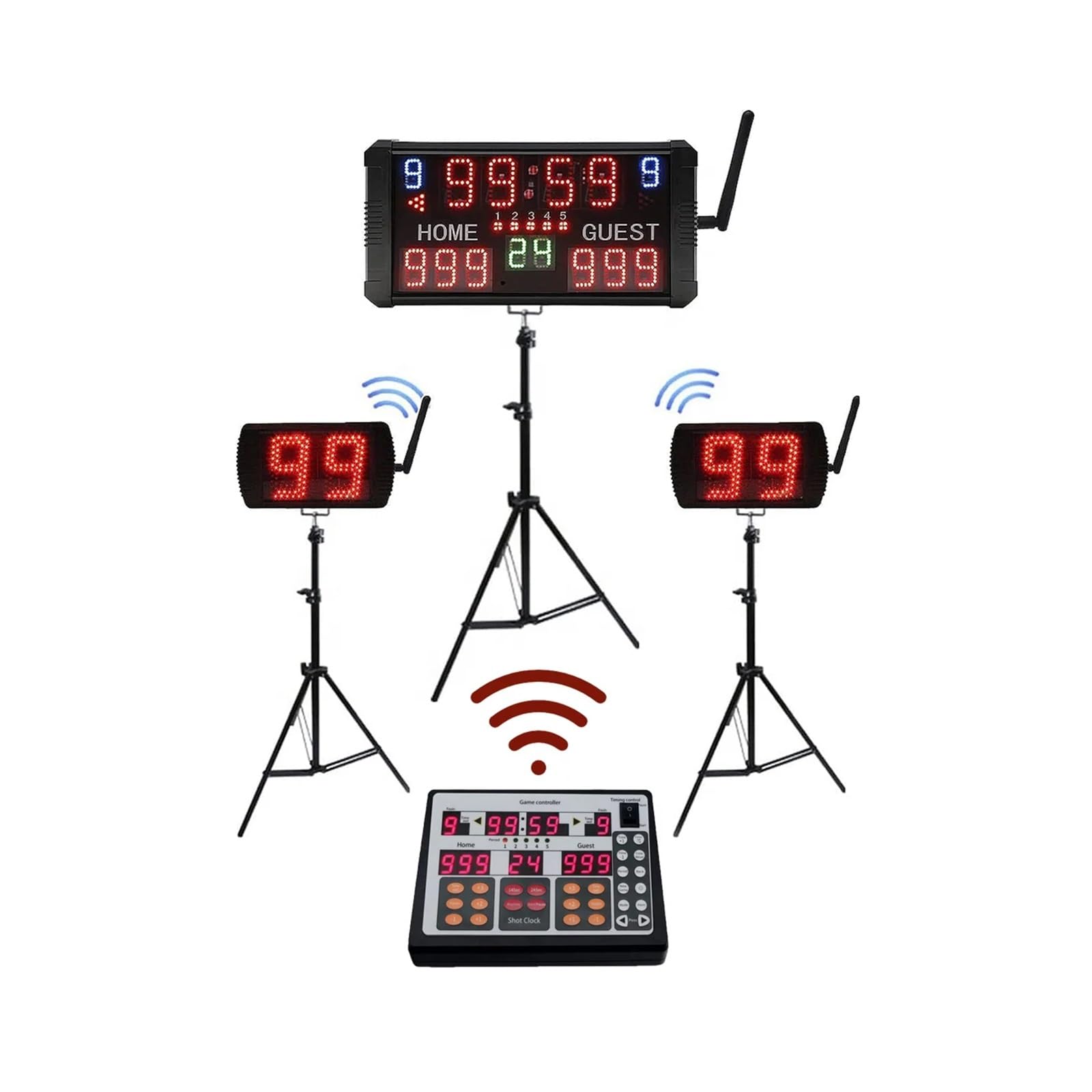 JVDDI Lightweight Aluminum Scoreboard,Score Counter With Countdown Timer, Shot Clock, Multiple Control Options For Basketball Games
