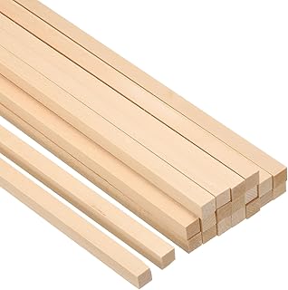 PATIKIL 3/8 Inch Dowel Rods Wood Sticks, 20 Pcs 10 Inch Long Square Wooden Dowels Unfinished Hardwood Sticks for Craft DIY Supplies