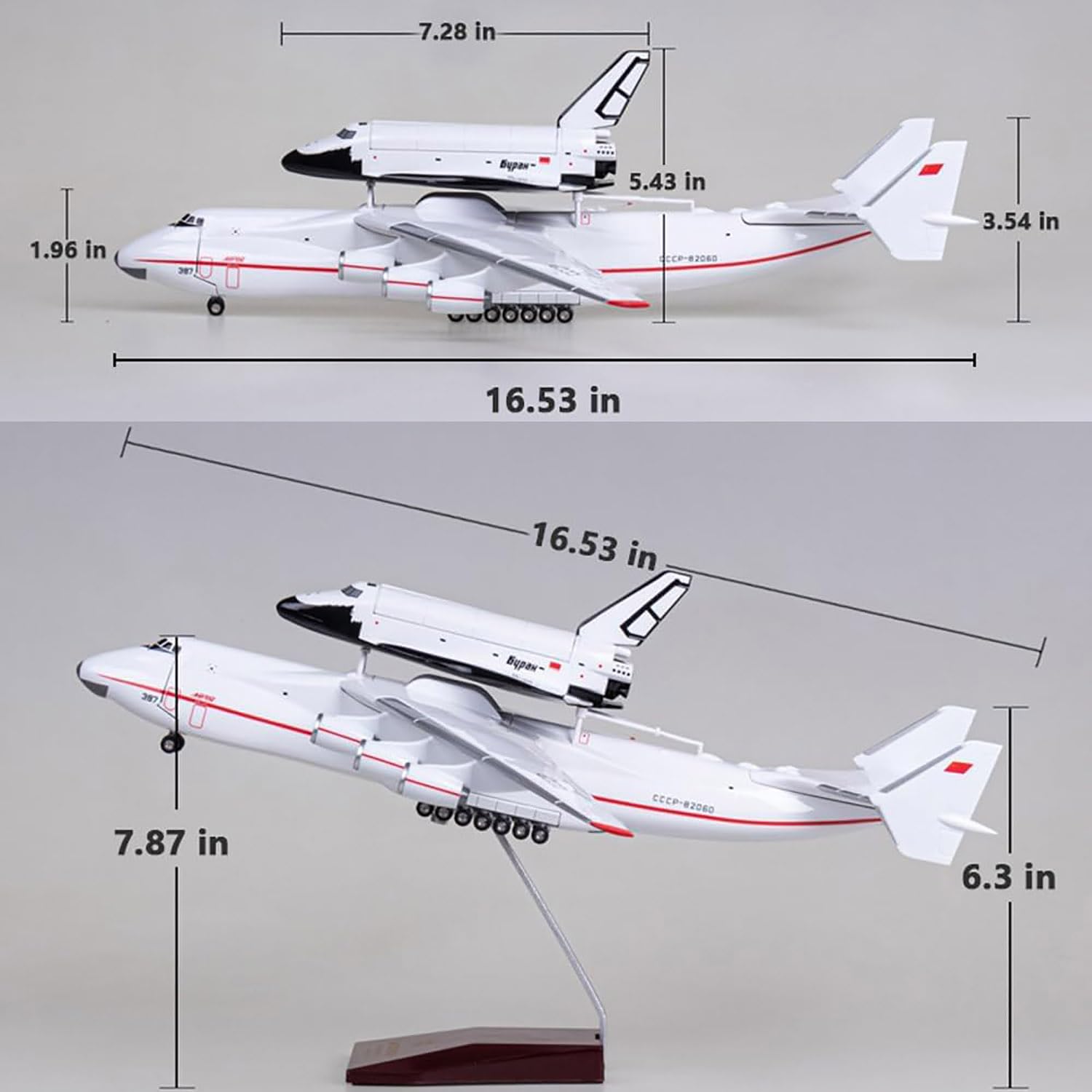Maquette Avion An-225-CCCP Avec Bourane - Échelle 1:200 - ABS Peint - Neuf - YRD 2022