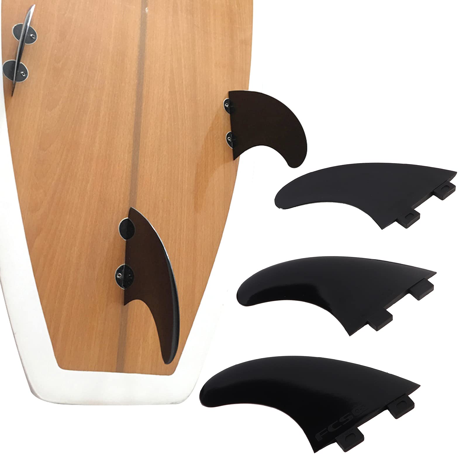 MAGT FCS G5 Aleta de Tabla de Surf 3Pcs Set Durable para Longboard y Paddleboard Negro/Blanco