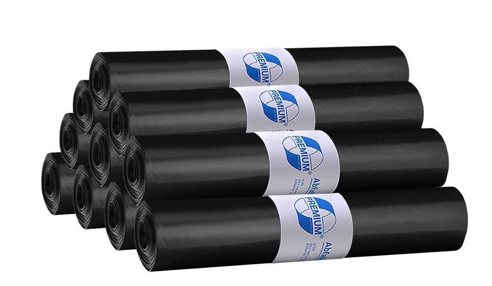 DEISS 15004 - Lote de 10 bolsas de basura (120 L, 25 unidades por rollo/LDPE reciclado), color negro