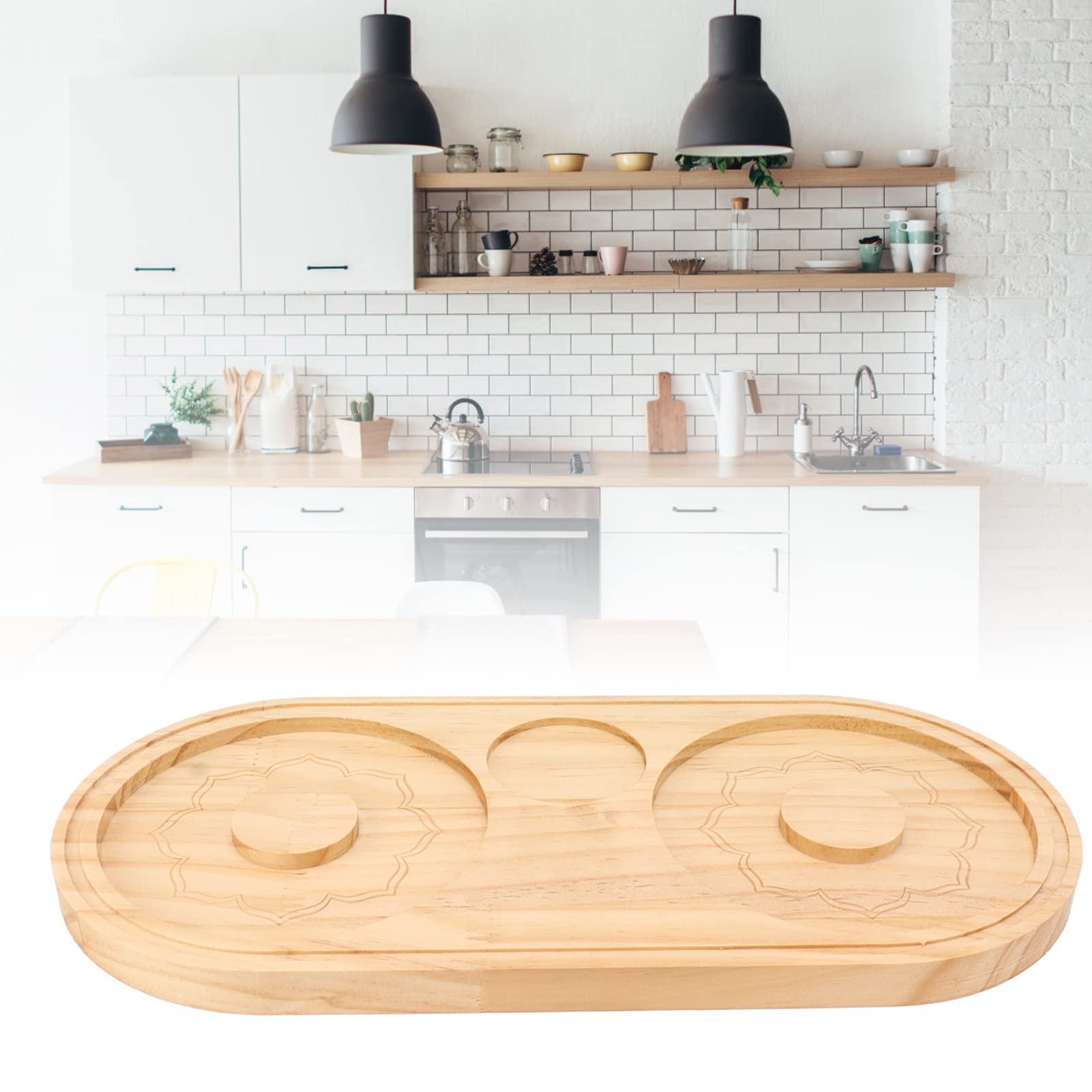 Salt Rimmer, Dual Holder Design Wooden Sugar Rimmer Good Workmanship for Restaurant (A)