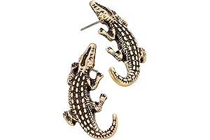 Embossed Metal Alligator Crocodile Fashionable Earrings