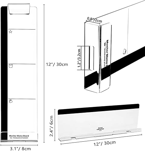 Miniatura 7 de Tableros de notas para monitor de computadora, juego de 3 (izquierda, derecha e inferior) paneles laterales multifuncionales de acrílico para