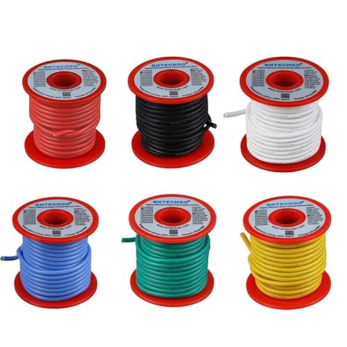 Vista 135 de BNTECHGO Kit de alambre de silicona de calibre 26, 7 colores cada uno de 25 pies, alambre de cobre estañado trenzado flexible de 26 AWG